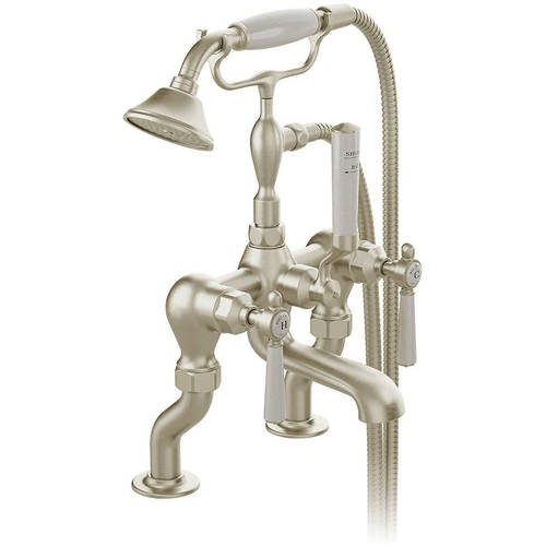 Additional image for Bath Shower Mixer Tap With Lever Handles (Brushed Nickel).