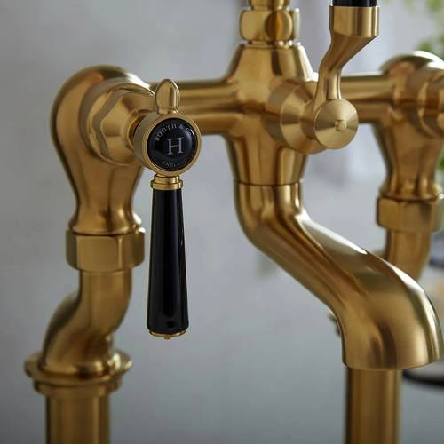 Additional image for Freestanding Bath Shower Mixer Tap With Lever Handles (Brushed Brass).
