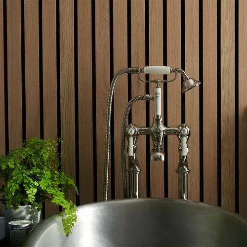 Additional image for Freestanding Bath Shower Mixer Tap With Lever Handles (Bright Nickel).