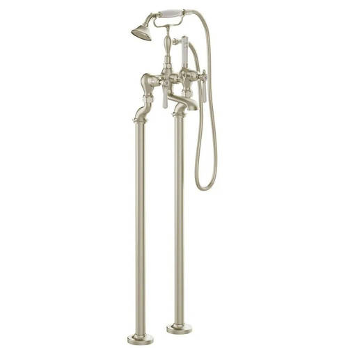 Additional image for Freestanding Bath Shower Mixer Tap With Lever Handles (Brushed Nickel).