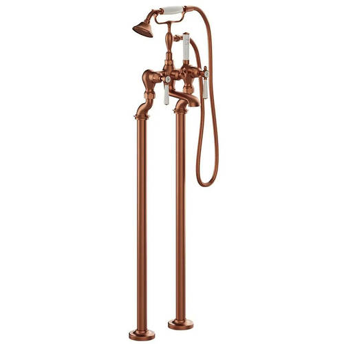 Additional image for Freestanding Bath Shower Mixer Tap With Lever Handles (Brushed Bronze).