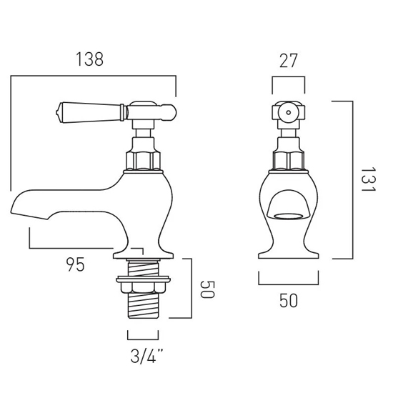 Additional image for Bath Taps With Lever Handles (Bright Nickel, Pair).