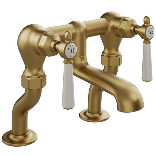 Additional image for Bath Filler Tap With Lever Handles (Brushed Brass).