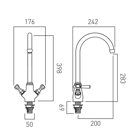 Additional image for Kitchen Mixer Tap With Lever Handles (Chrome).