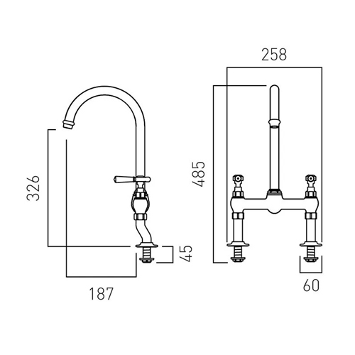 Additional image for Bridge Kitchen Mixer Tap With Lever Handles (Brushed Brass).
