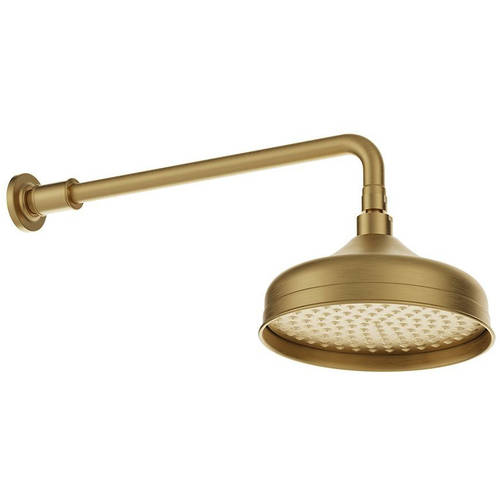 Additional image for Traditional Shower Head & Arm (200mm, Brushed Brass).