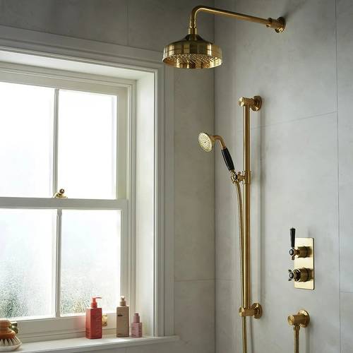 Additional image for Slide Rail Shower Kit (Brushed Brass).