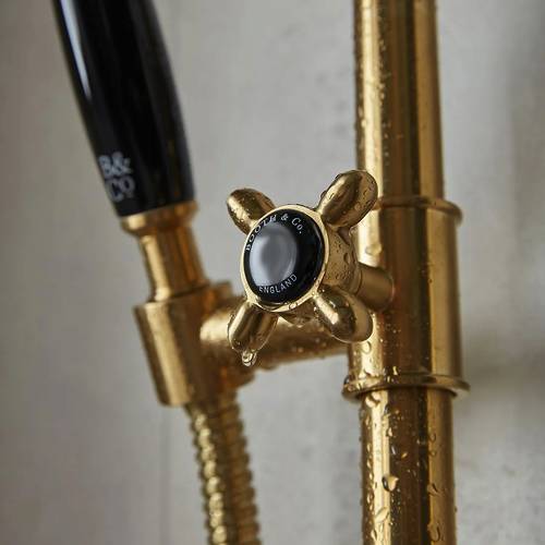 Additional image for Slide Rail Shower Kit (Brushed Brass).