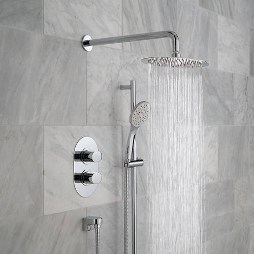 Additional image for Thermostatic Shower Set With 2 Outlets (Chrome).