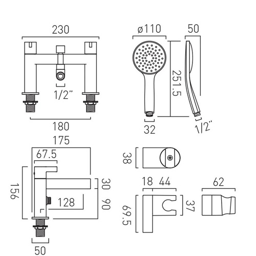 Additional image for Bath Shower Mixer Tap (Chrome).
