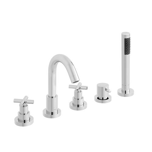 Additional image for 5 Hole Bath Shower Mixer Tap With Fixed Spout (Chrome).