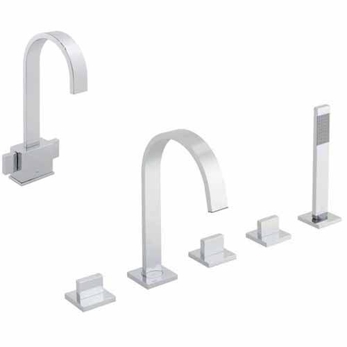 Additional image for 5 Hole Bath Shower Mixer & Basin Mixer Tap Pack (Chrome).