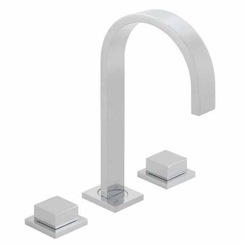 Additional image for Deck Mounted 3 Hole Basin Mixer Tap With Square Handles (Chrome).