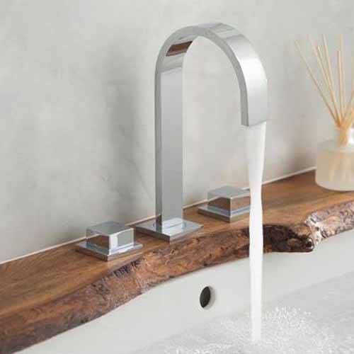 Additional image for Deck Mounted 3 Hole Basin Mixer Tap With Square Handles (Chrome).