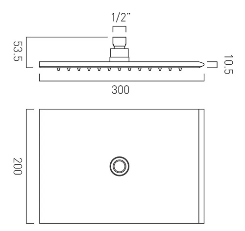 Additional image for Shower Head 200x300mm (Polished Black).