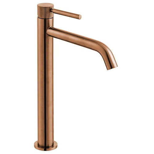 Additional image for Slimline Tall Basin Mixer Tap With Knurled Accents (Brushed Bronze).