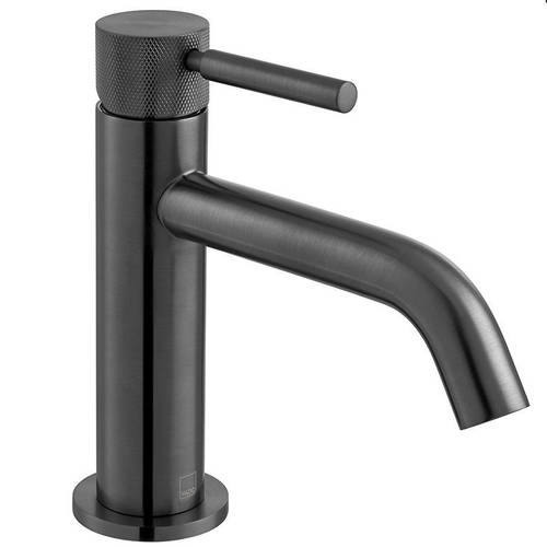 Additional image for Slimline Mono Basin Mixer Tap With Knurled Accents (Brushed Black).