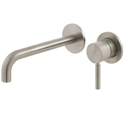 Additional image for Wall-Mounted Basin Mixer Tap With Knurled Accents (Brushed Nickel).