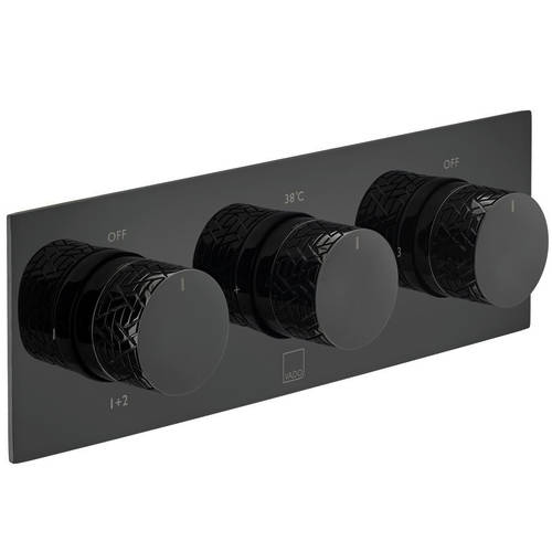 Additional image for Thermostatic Shower Valve With 3 Outlets (Polished Black).