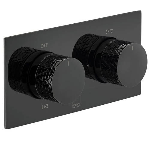 Additional image for Thermostatic Shower Valve With 2 Outlets (Polished Black).