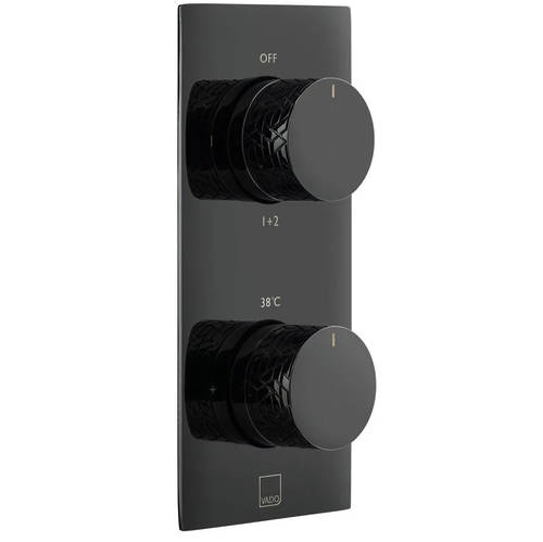 Additional image for Thermostatic Shower Valve With 2 Outlets (Polished Black).