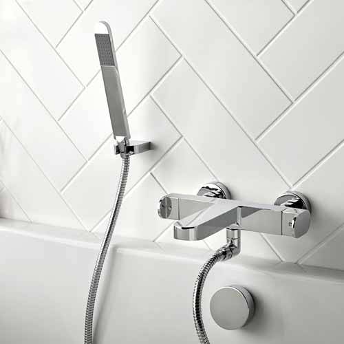 Additional image for Wall Mounted Thermostatic Bath Shower Mixer Tap With Kit (Chrome).