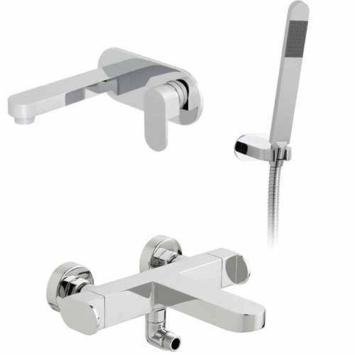 Additional image for Wall Mounted Basin & Thermostatic Bath Shower Mixer Taps Pack.