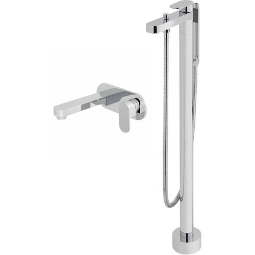 Additional image for Floor Standing Bath Shower Mixer & Wall Mounted Basin Taps Pack.