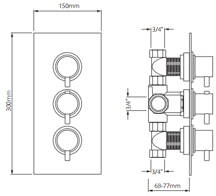 Additional image for Thermostatic Shower Valve With Diverter (2 Outlets, TMV2).