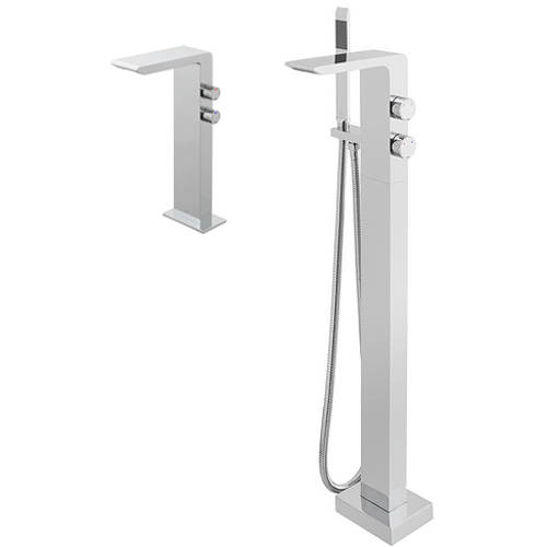 Additional image for Floor Standing Bath Shower Mixer Tap & Extended Basin Tap.
