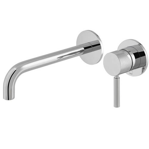 Additional image for Wall-Mounted Basin Mixer Tap With Knurled Accents (Chrome).