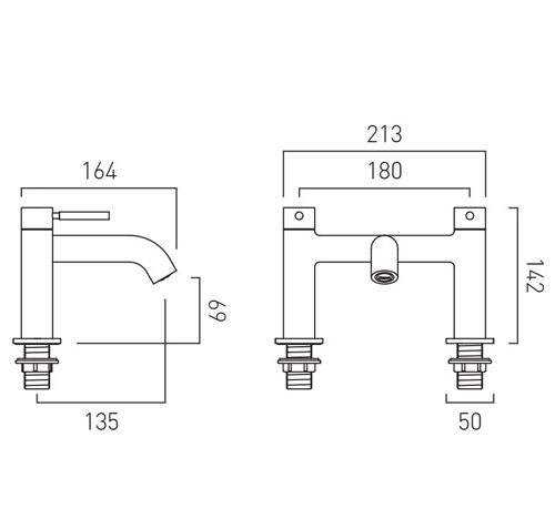 Additional image for Bath Filler Tap With Knurled Accents (Chrome).