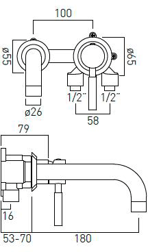 Additional image for Wall Mounted Basin Mixer Tap (Chrome).