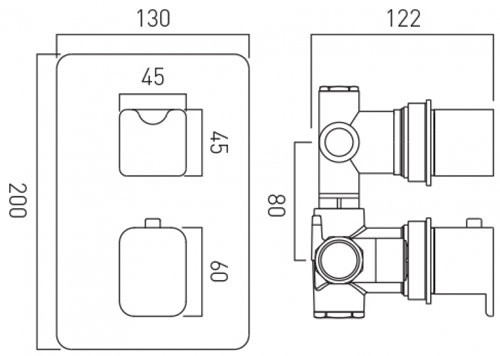 Additional image for Thermostatic Shower Valve With Diverter (2 Outlets, TMV2).