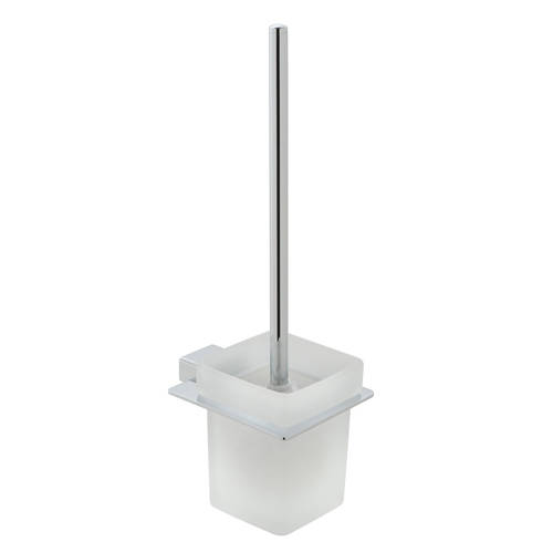 Additional image for Toilet Brush & Frosted Glass Holder (Chrome).