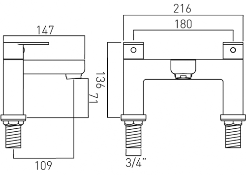 Additional image for Basin Mixer & Bath Filler Taps Pack (Chrome).