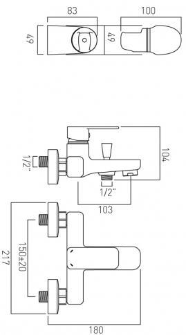 Additional image for Basin Mixer & Wall Mounted Bath Shower Mixer Tap Pack.