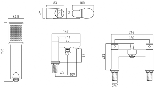 Additional image for Basin Mixer & Bath Shower Mixer Tap Pack With Shower Kit.