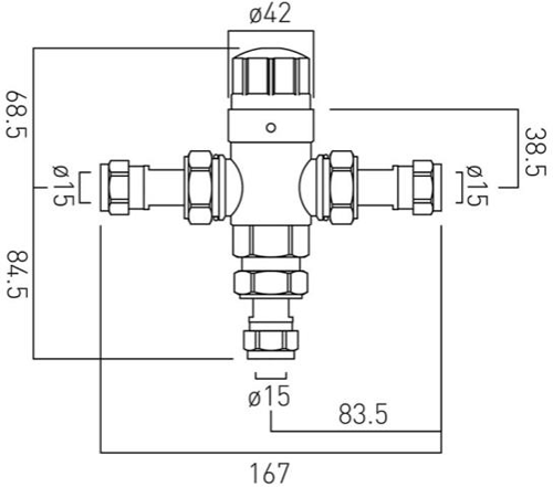 Additional image for In-Line Thermostatic Mixer Valve 1/2" (TMV2 Approved).