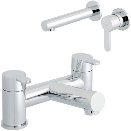 Additional image for Wall Mounted Basin & Bath Filler Taps Pack (Chrome).
