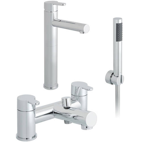 Additional image for Extended Basin & Bath Shower Mixer Taps Pack (Chrome).