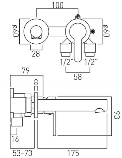 Additional image for Wall Mounted Basin & Bath Shower Mixer Taps Pack (Chrome).