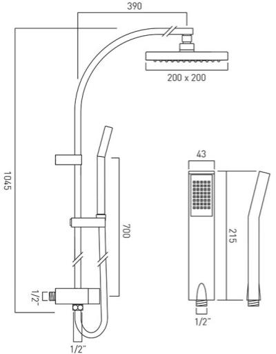 Additional image for SmartTouch Shower, Remote & Rigid Riser (Pumped, 1 Outlet).