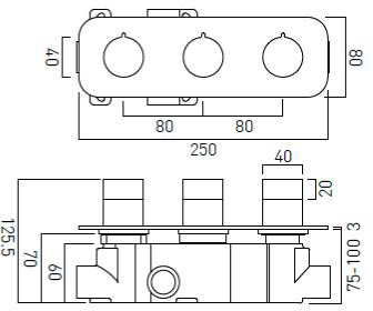 Additional image for Thermostatic Shower Valve With 2 Outlets (Chrome).