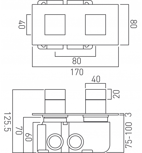 Additional image for Thermostatic Shower Valve With 2 Outlets (3/4" Bright Nickel).