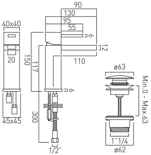 Additional image for Waterfall Mono Basin Mixer Tap With Universal Waste (Chrome).