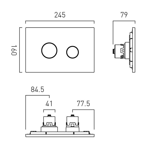 Additional image for Flush Plate With Round Buttons (Chrome).