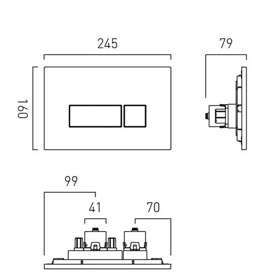 Additional image for Flush Plate With Square Buttons (Chrome).