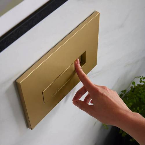 Additional image for Flush Plate With Square Buttons (Satin Brass).