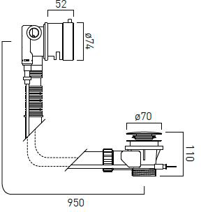 Additional image for Bath Filler Waste With Overflow (Chrome).